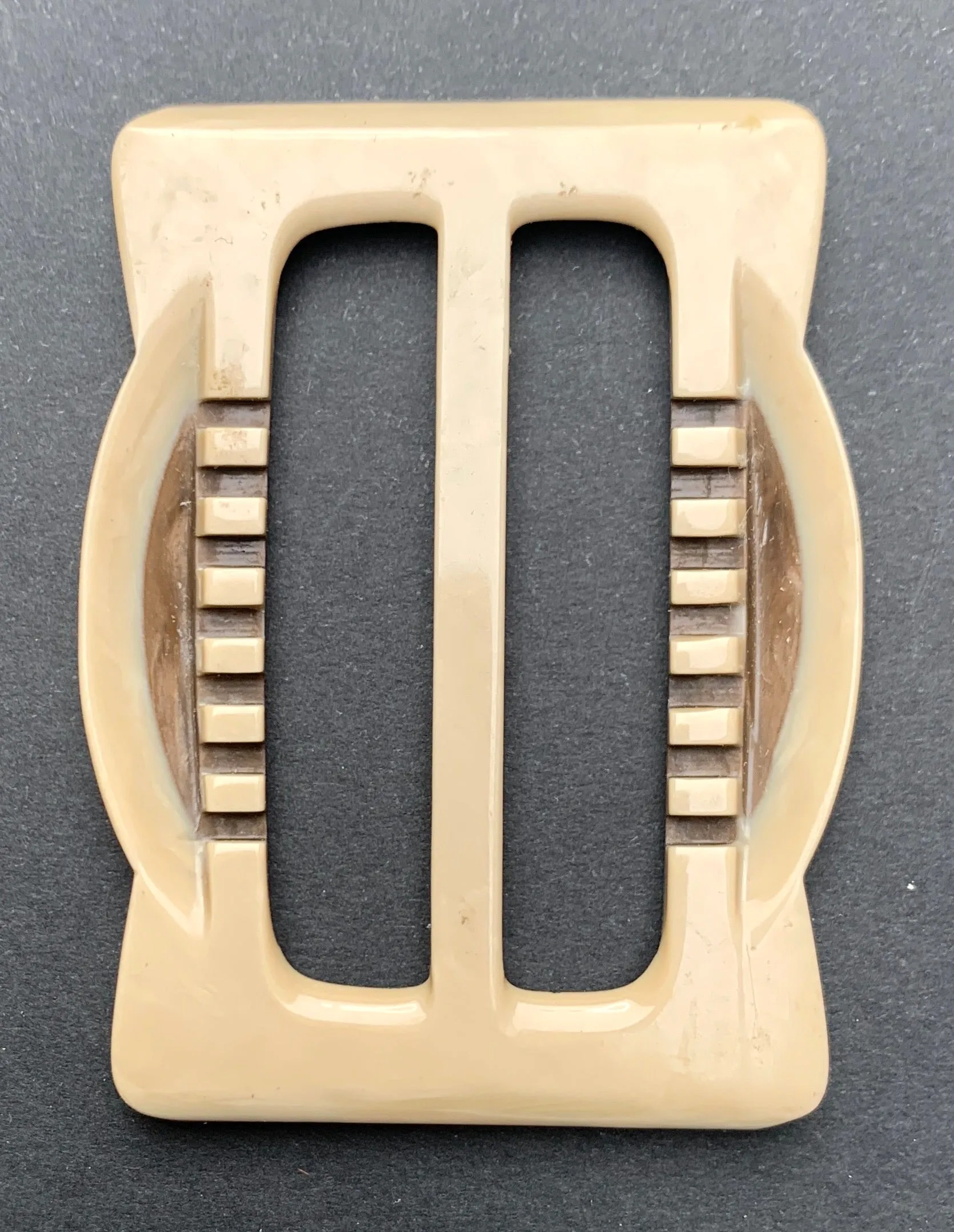 Unusual Two Tone Brown French Deco  6cm  Belt Buckle