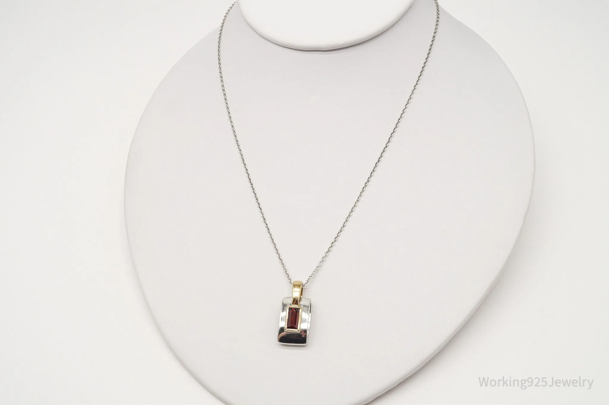 Vintage Garnet Gold Vermeil Sterling Silver Necklace 18"