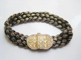 Vintage Sterling Silver Two Toned Braided Turkish Bracelet