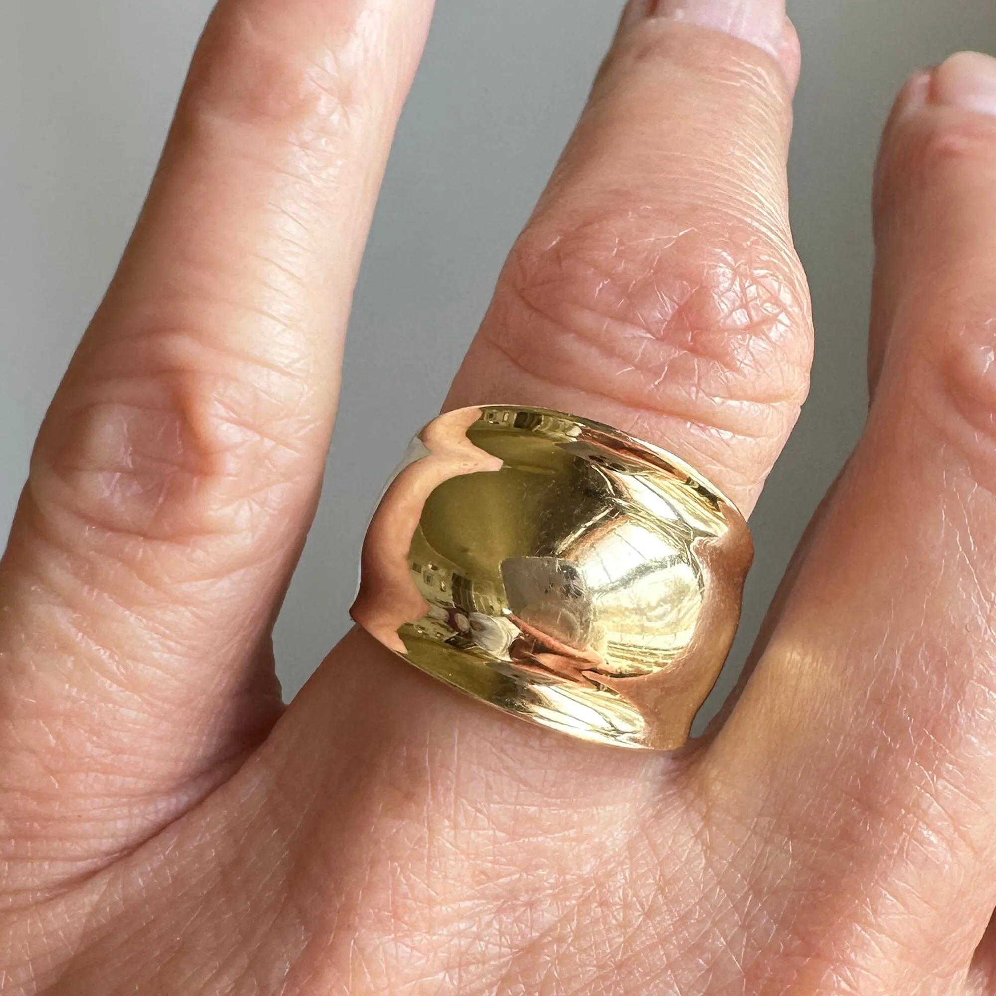 Vintage Wide 10K Gold Dome Ring Band