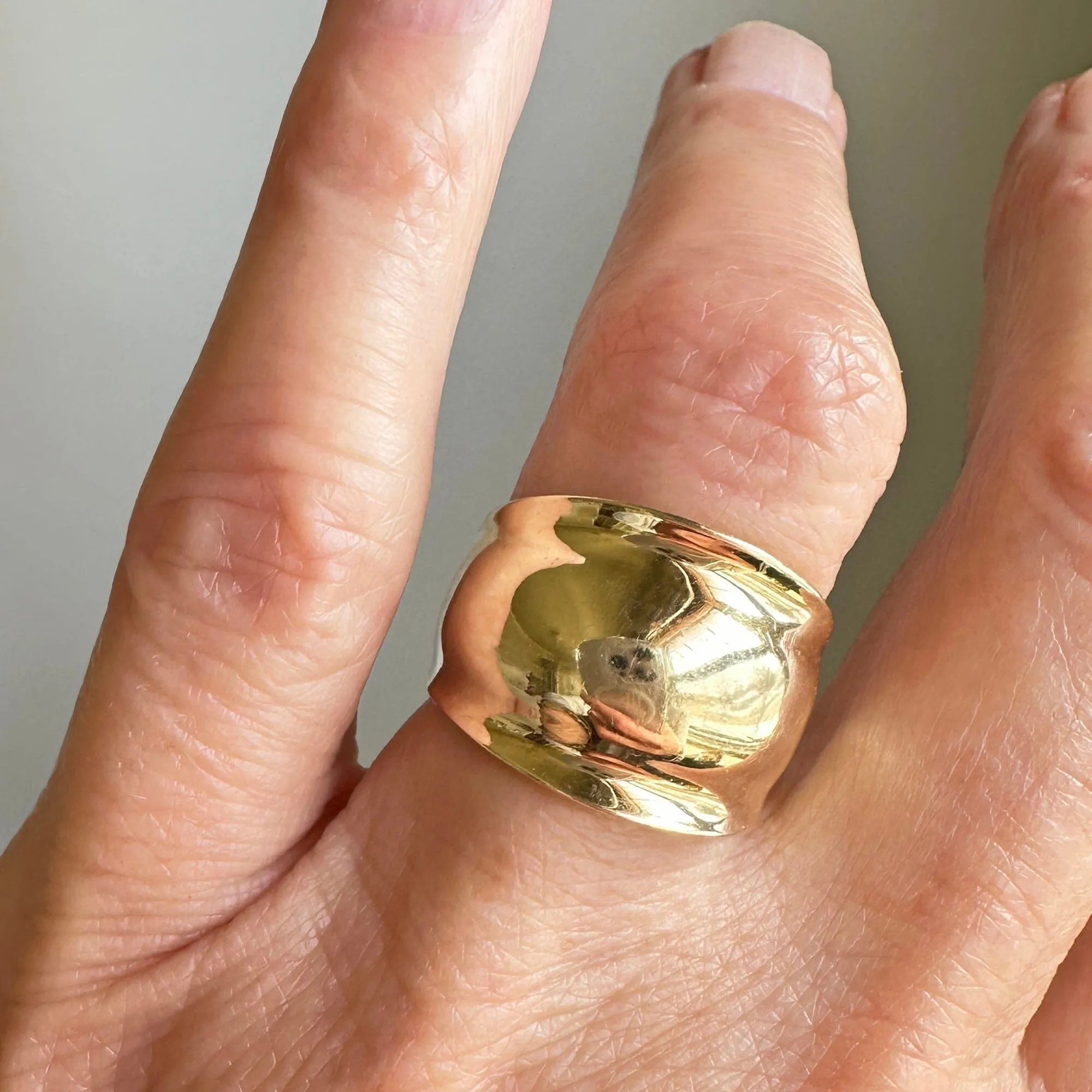 Vintage Wide 10K Gold Dome Ring Band
