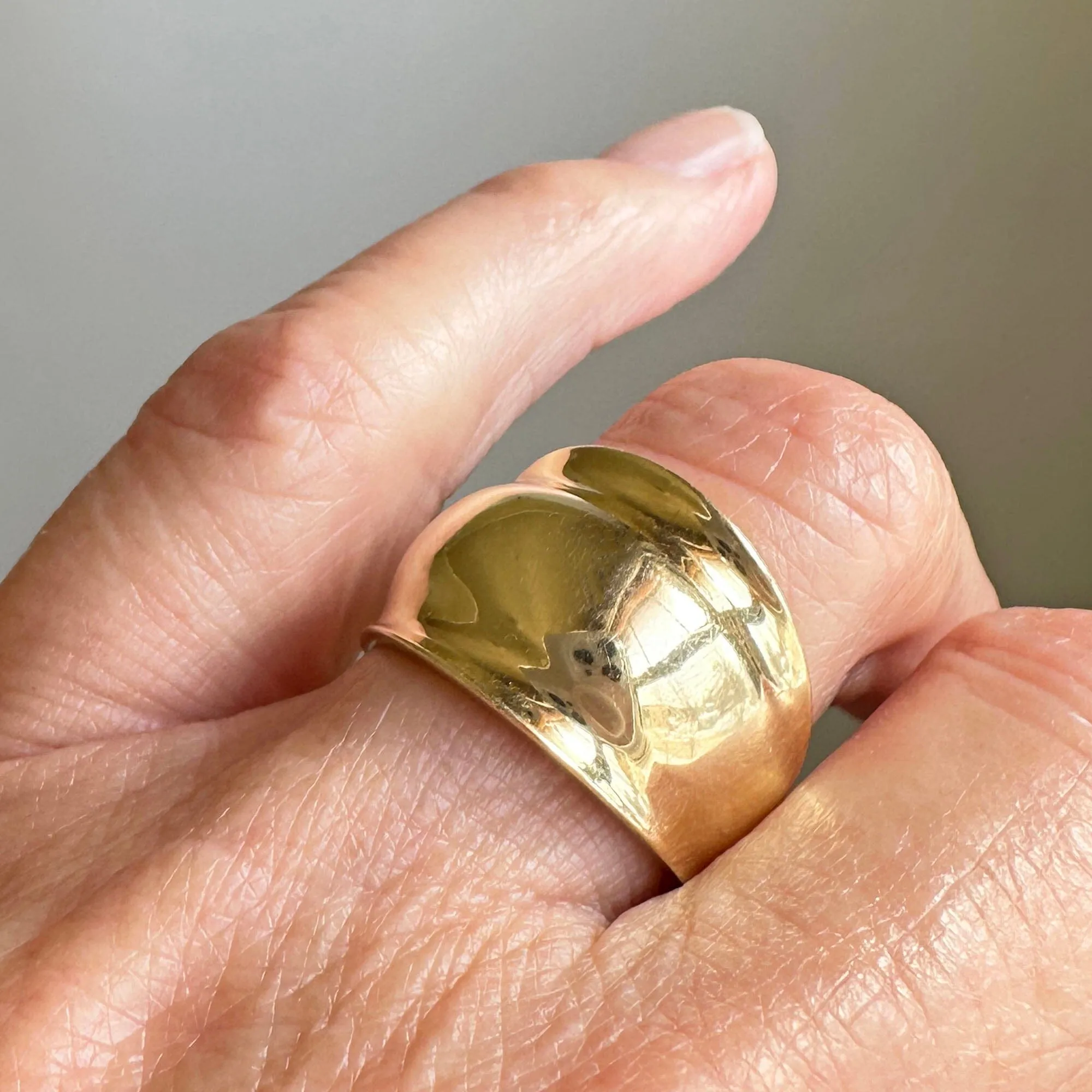 Vintage Wide 10K Gold Dome Ring Band
