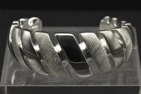 Vintage Wide Cuff Italian Sterling Silver Unique Design Bracelet