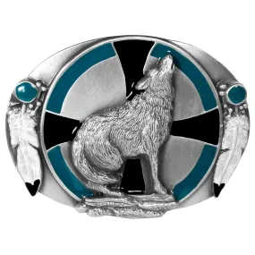 Western Wolf Belt Buckle