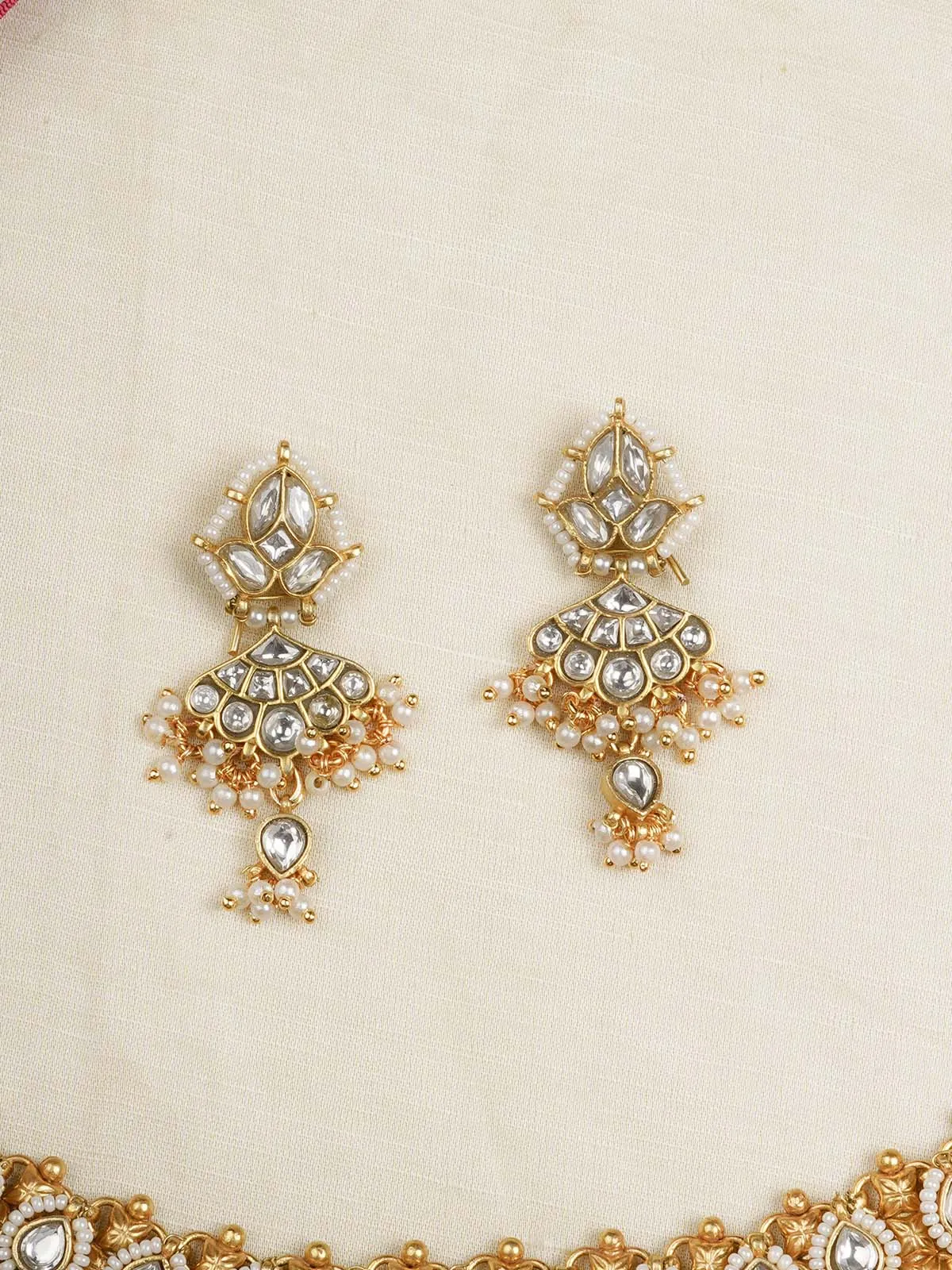 White Color Gold Plated Mishr Necklace Set - MR-S656