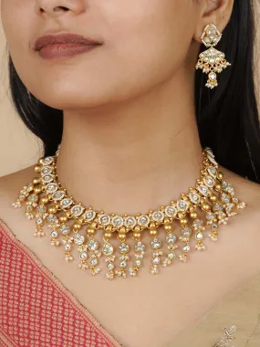 White Color Gold Plated Mishr Necklace Set - MR-S656
