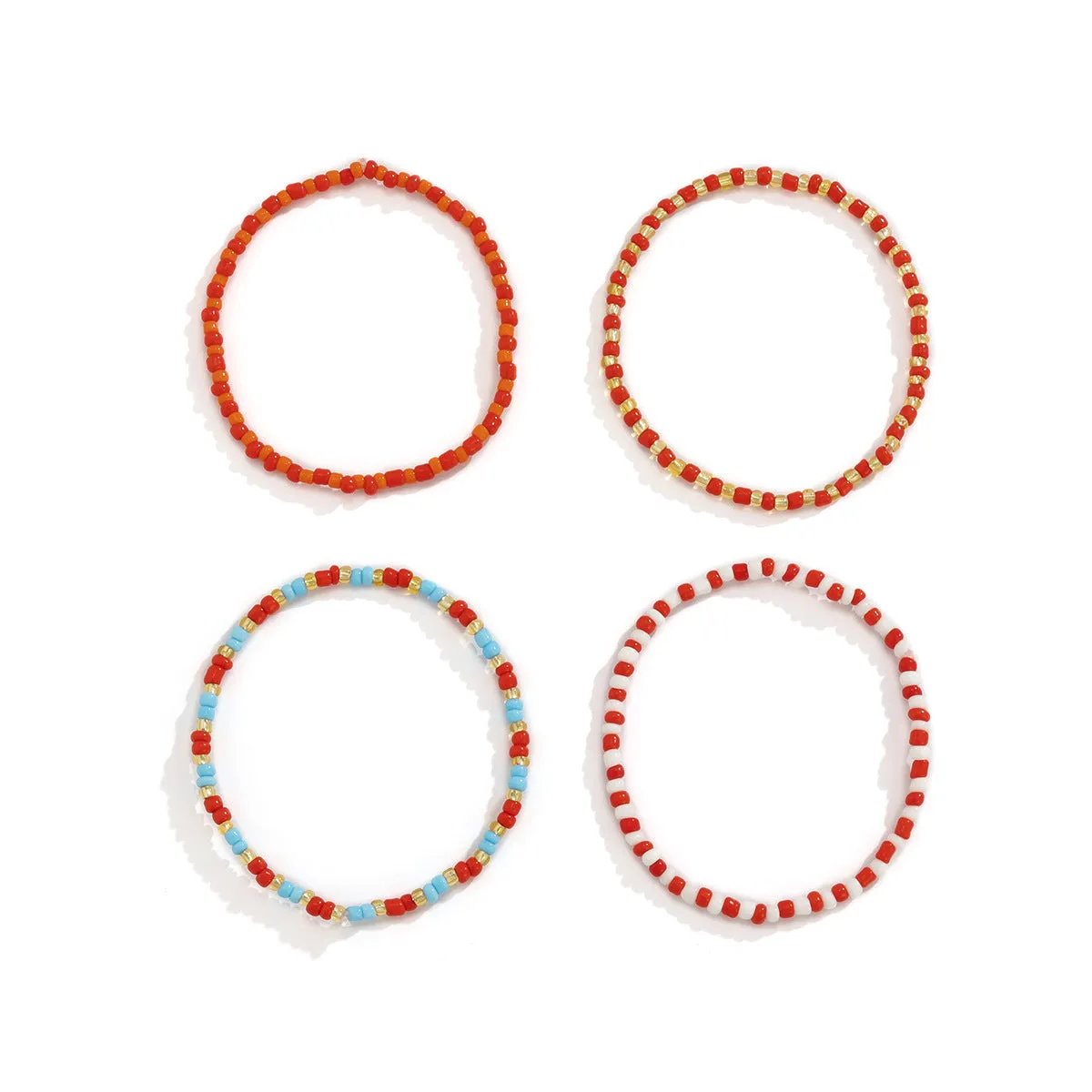 Women's Ethnic Style Contrasting Color Stacked Rice Beads  Bracelet