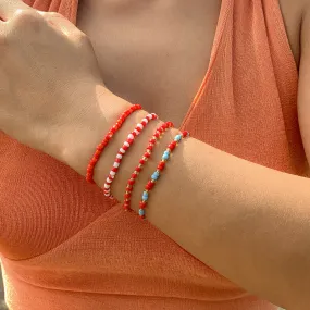 Women's Ethnic Style Contrasting Color Stacked Rice Beads  Bracelet
