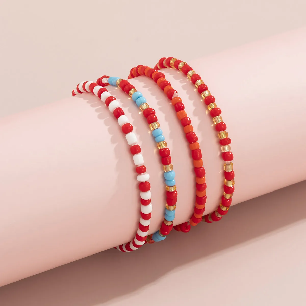 Women's Ethnic Style Contrasting Color Stacked Rice Beads  Bracelet