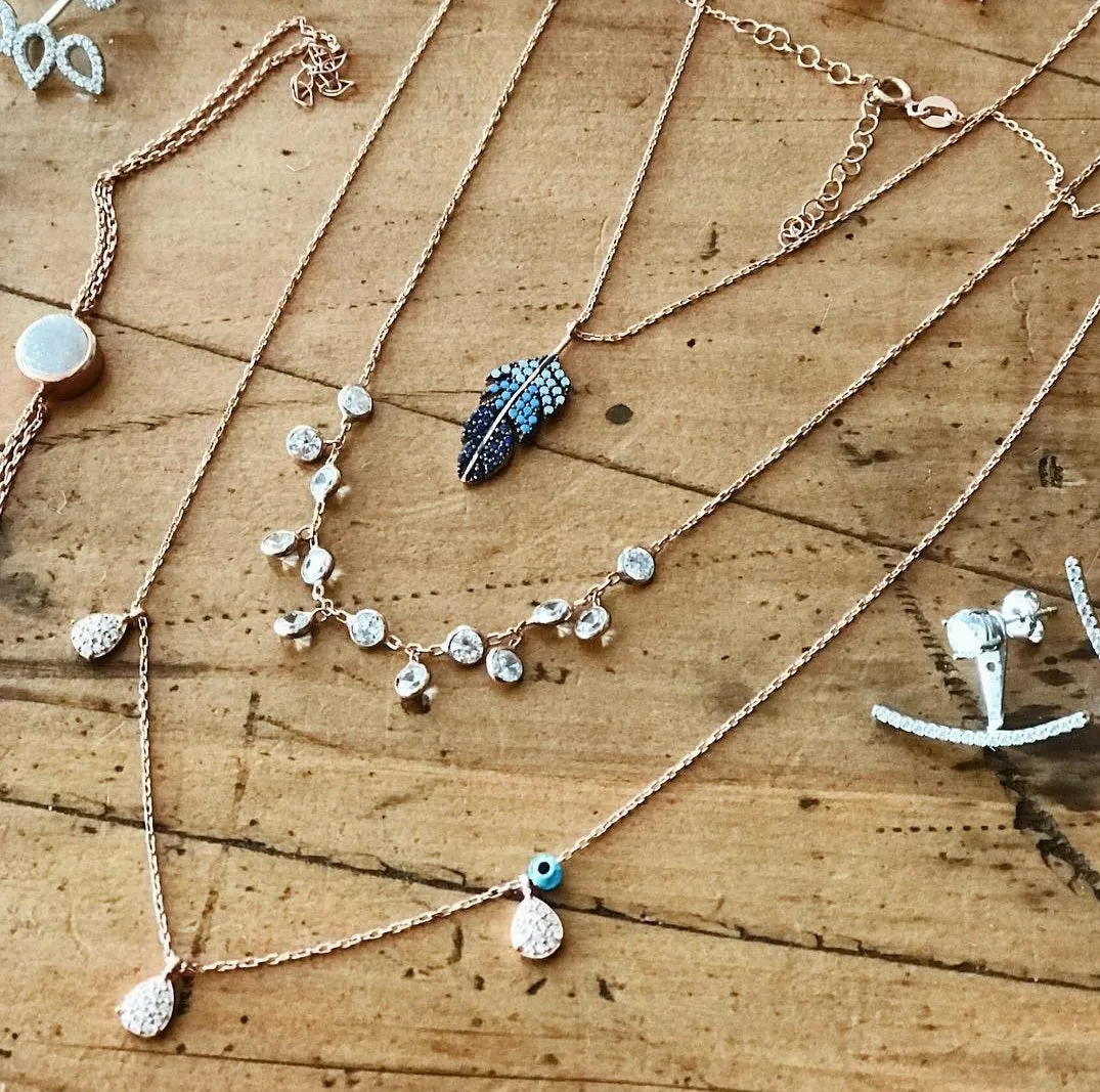 Zaira Zircon Sterling Silver Boho Necklace