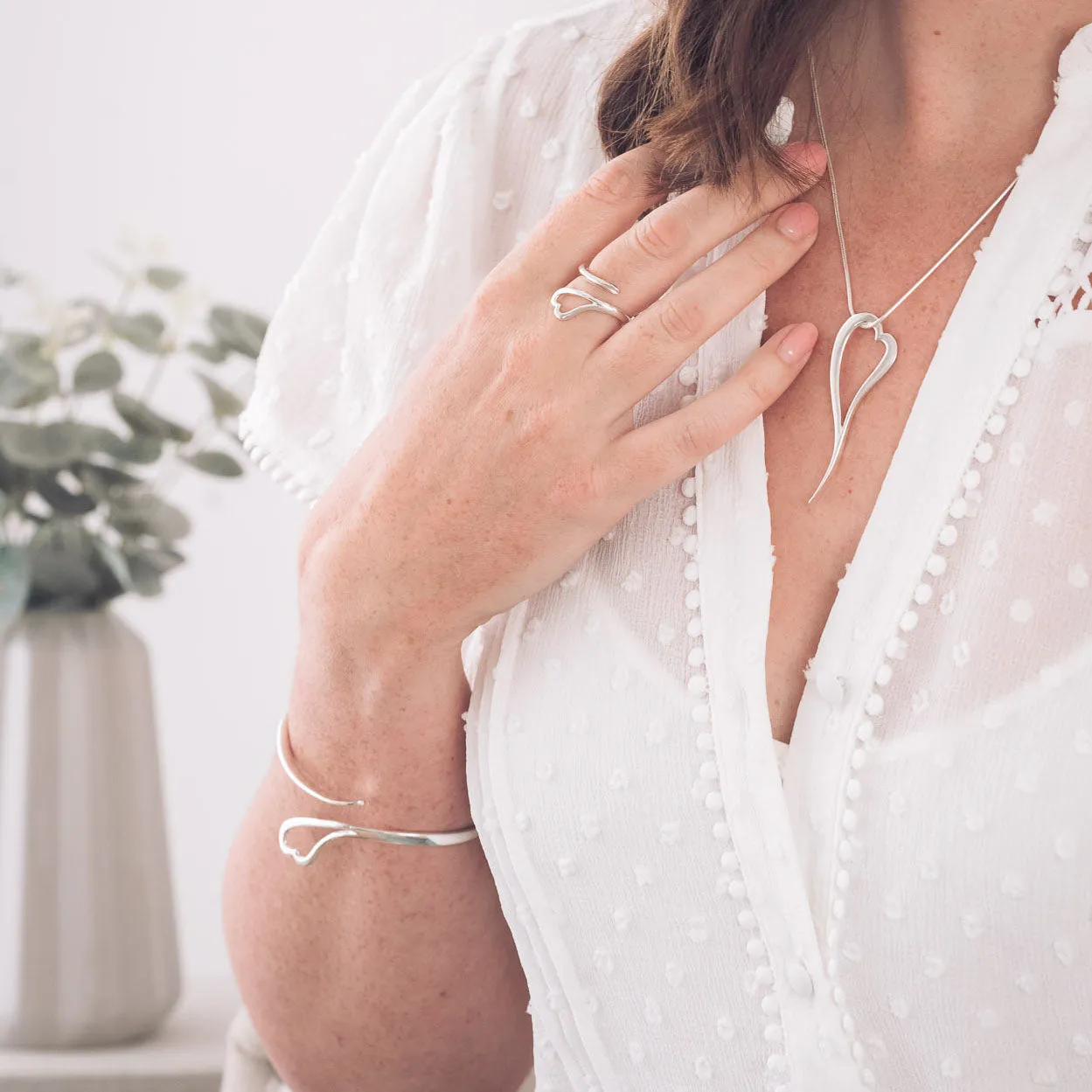 Zoe Silver Heart Bangle